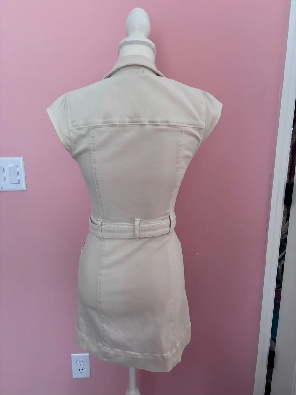 PAIGE Jaxsyn Cream denim Shirt-Style Mini Dress - Picture 4 of 8